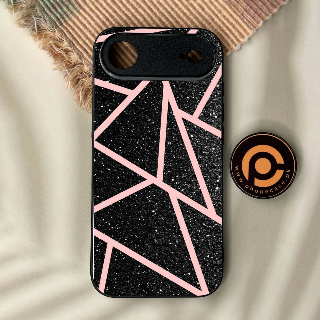 iPhone Air - Black Sparkle Glitter With Rosegold - Premium Metal Printed Soft Bumper Shock Proof Case CS-47359