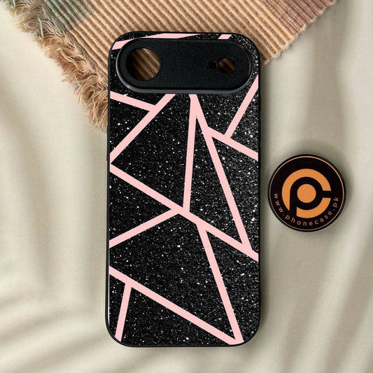 iPhone Air - Black Sparkle Glitter With Rosegold - Premium Metal Printed Soft Bumper Shock Proof Case CS-47359