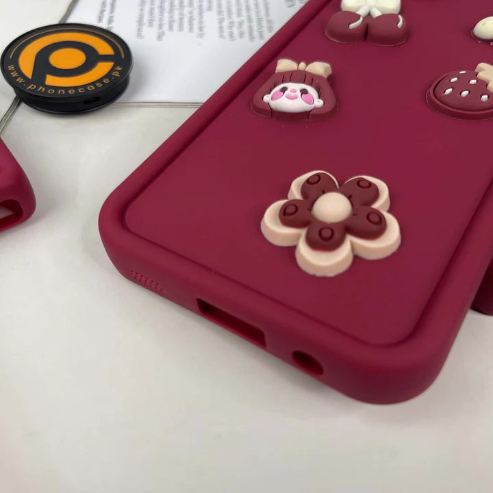 iPhone Air - Cute 3D Cherry Flower Icons Silicon Case