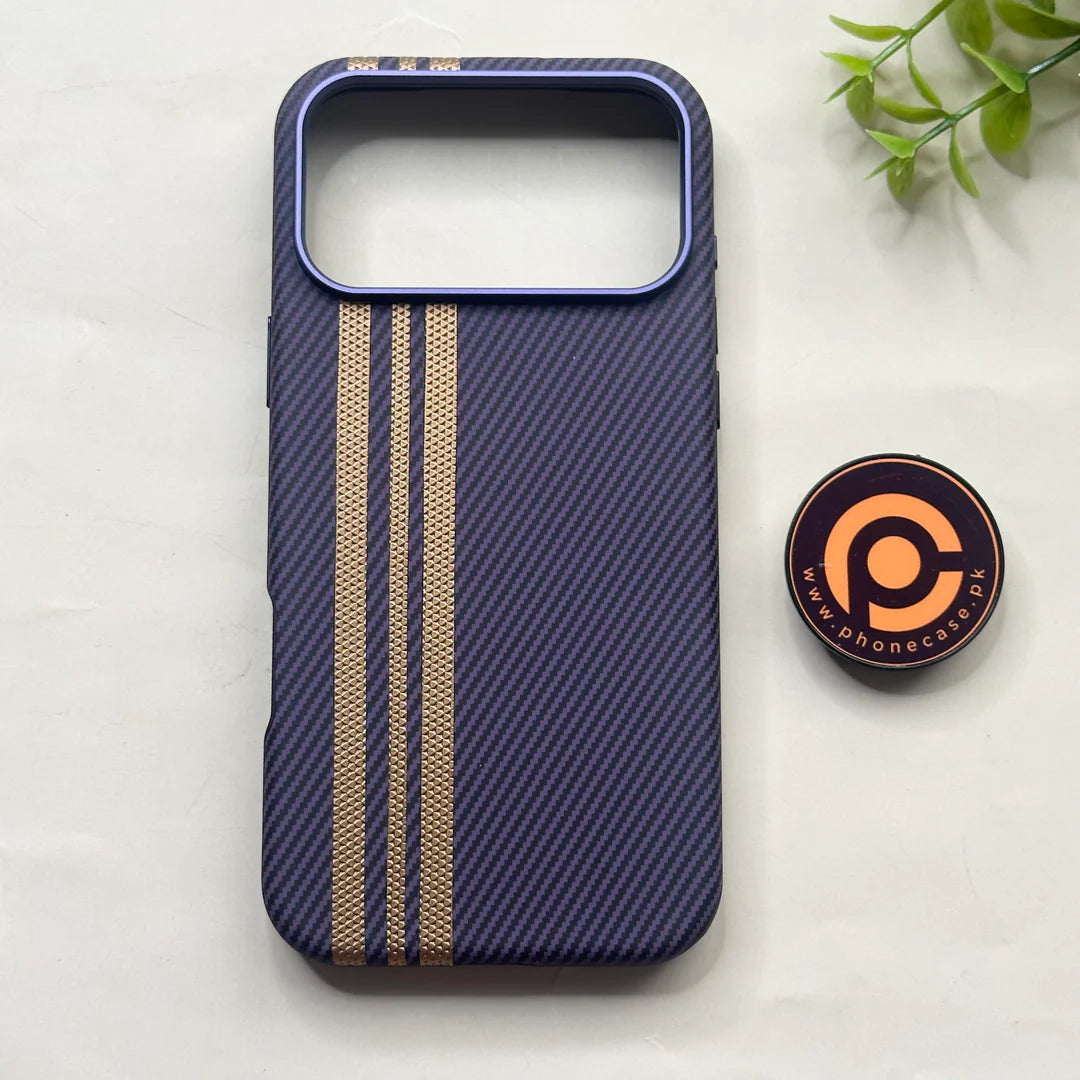 iPhone 17 Pro Max - Graphite Stripe - Premium Aramid Fiber Case with Built-in Camera Bezel